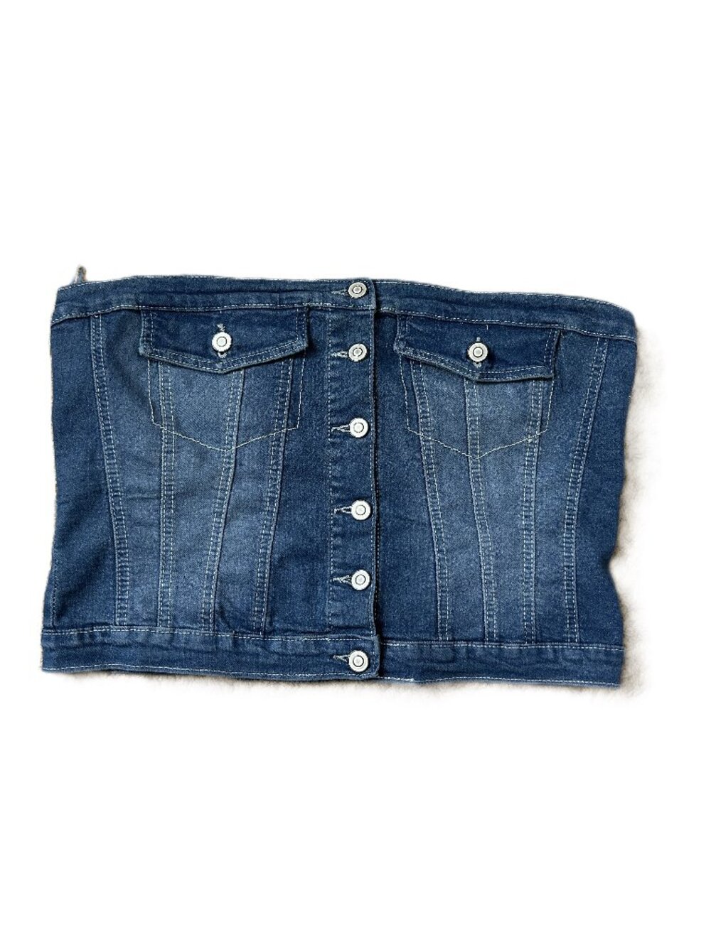 Project Rebel Denim Corset Style Strapless Top XL